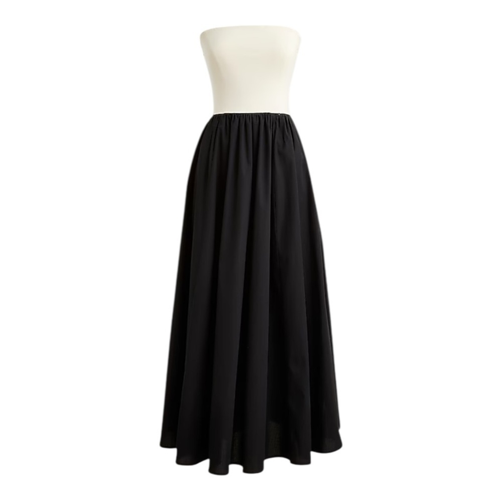 J Crew Colorblock Strapless Mixi Dress Maxi Length Womens Size M Black and Ivory - Picture 4 of 13
